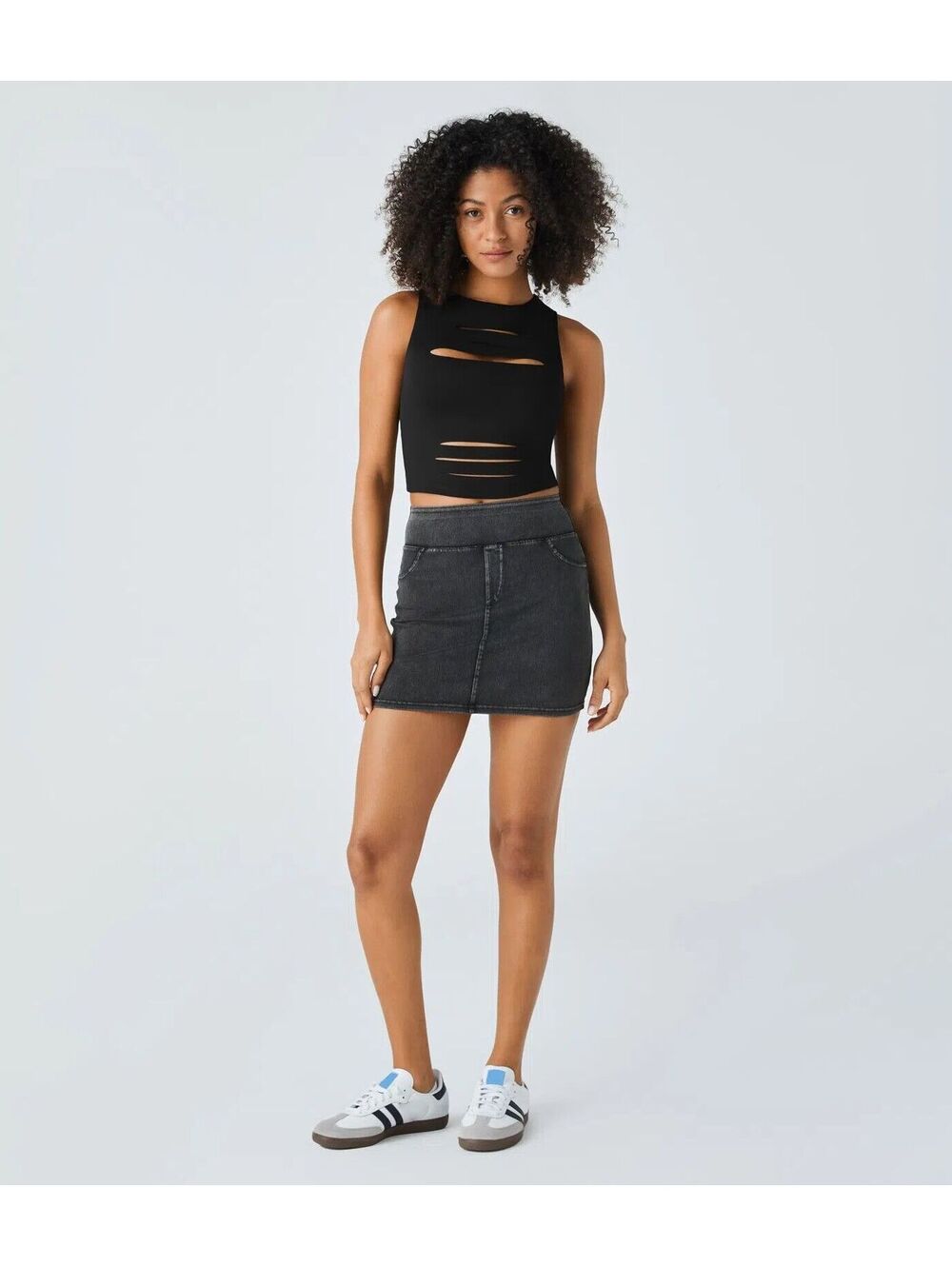 DayStretch Racerback Cut Out Ripped Cropped Casual Tank Top